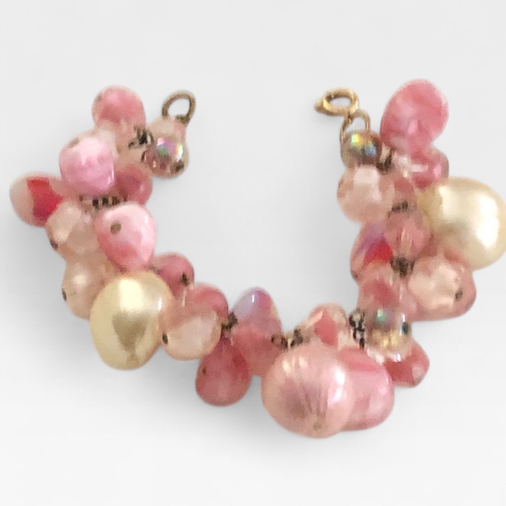 BOGO Pink Givre Glass Faux Pearl Cha-Cha Bracelet *Read*